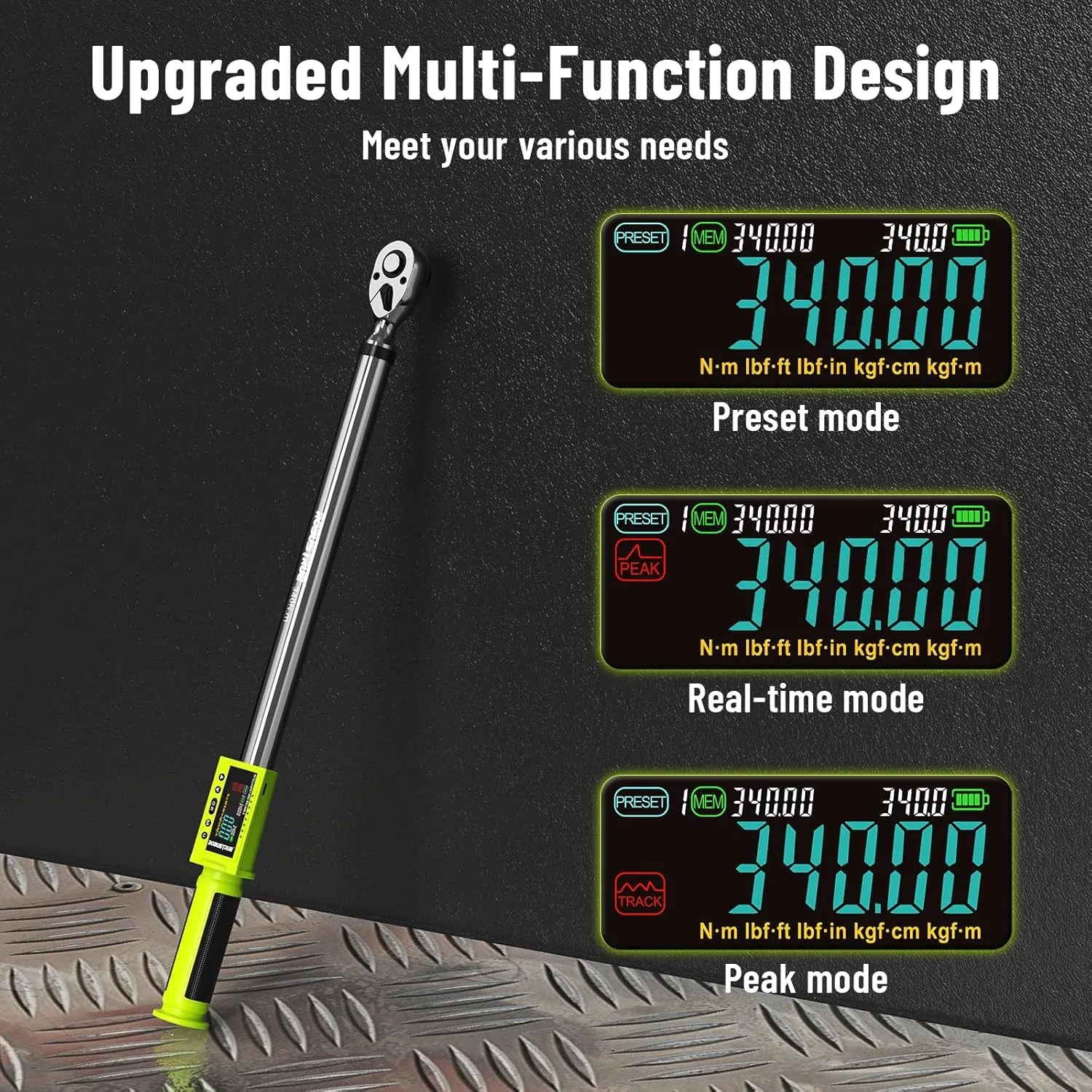 Robustrue Digital Torque Wrench 340N.m Electric Wrench Professional Drive Buzzer LED Flash for Bike Motorcycle Car Repair