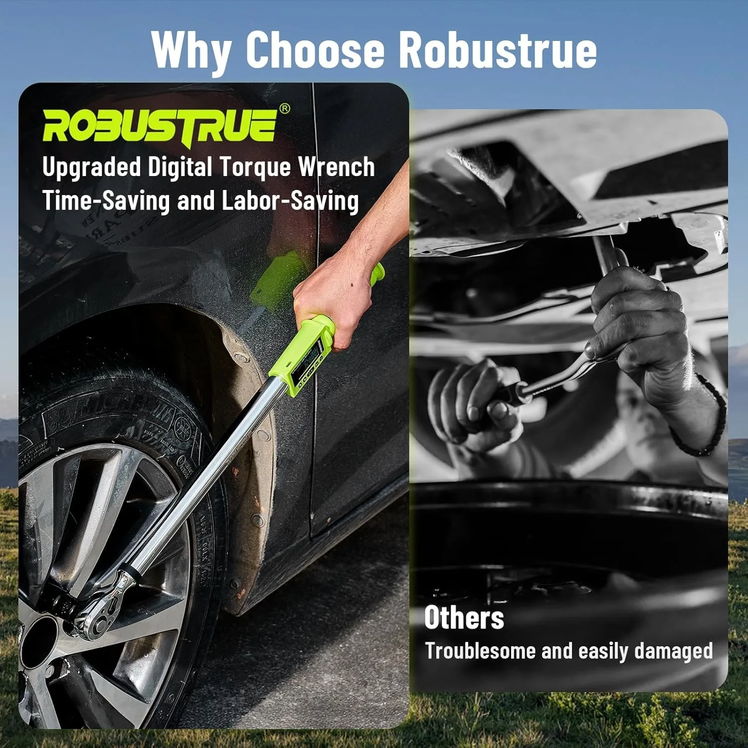 Robustrue Digital Torque Wrench 340N.m Electric Wrench Professional Drive Buzzer LED Flash for Bike Motorcycle Car Repair