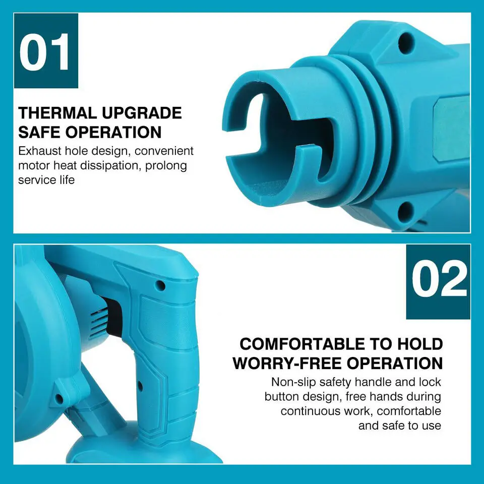 Cordless Electric Leaf Blower Dust Suction Vacuum Cleaner With 2 Battery