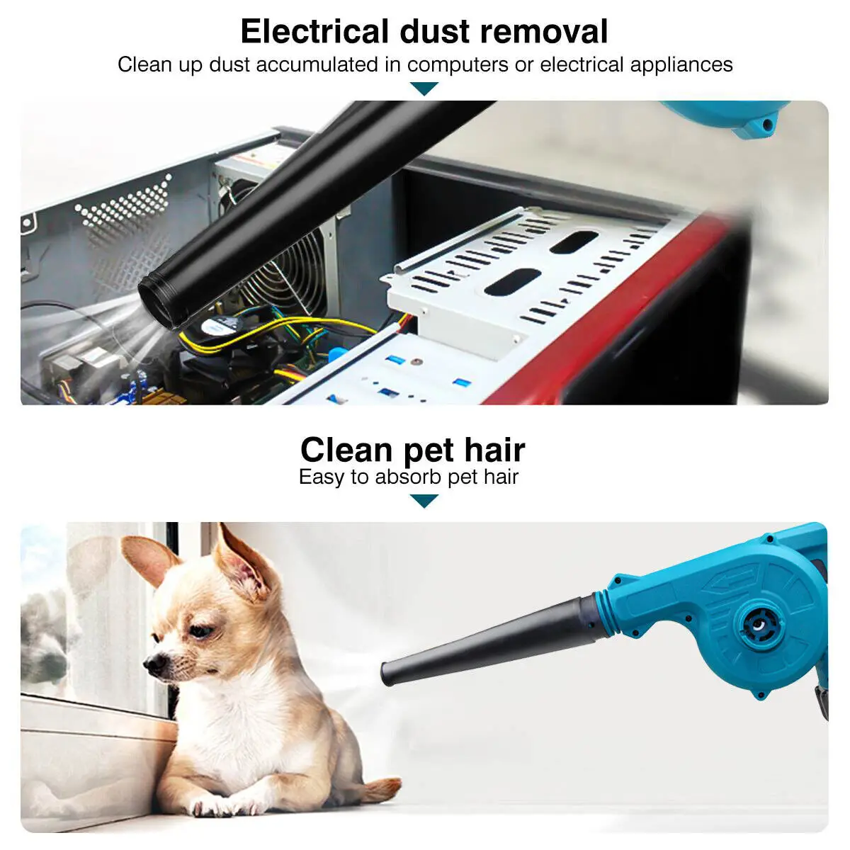 Cordless Electric Leaf Blower Dust Suction Vacuum Cleaner With 2 Battery