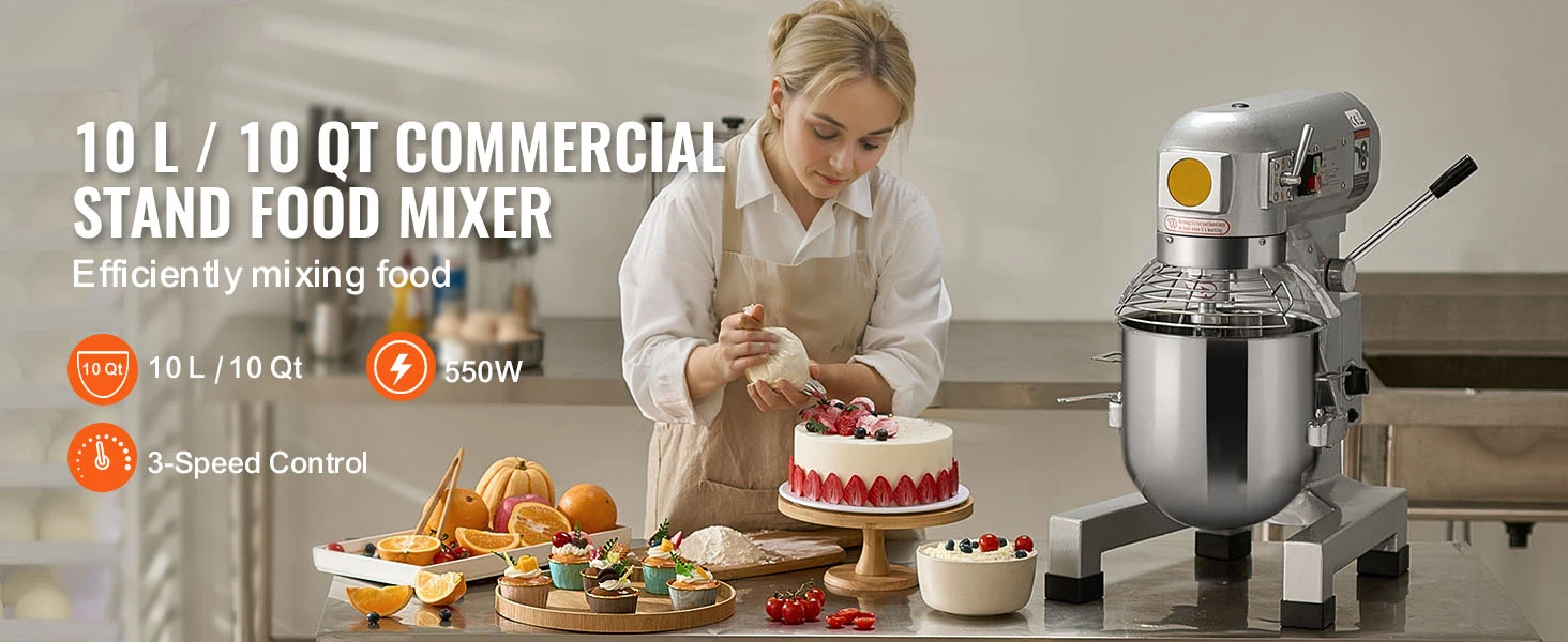 SucceBuy 10L/14L/28.5L/18.7L Commercial Food Mixer Commercial Stand Mixer with 3 Adjustable Speed 550W 1100W Dough Mixer