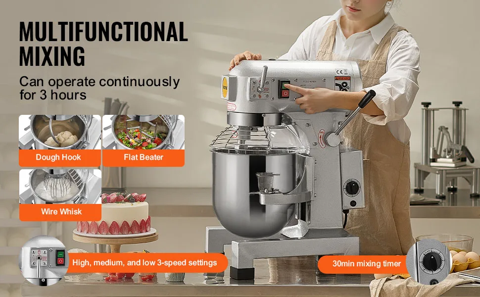 SucceBuy 10L/14L/28.5L/18.7L Commercial Food Mixer Commercial Stand Mixer with 3 Adjustable Speed 550W 1100W Dough Mixer