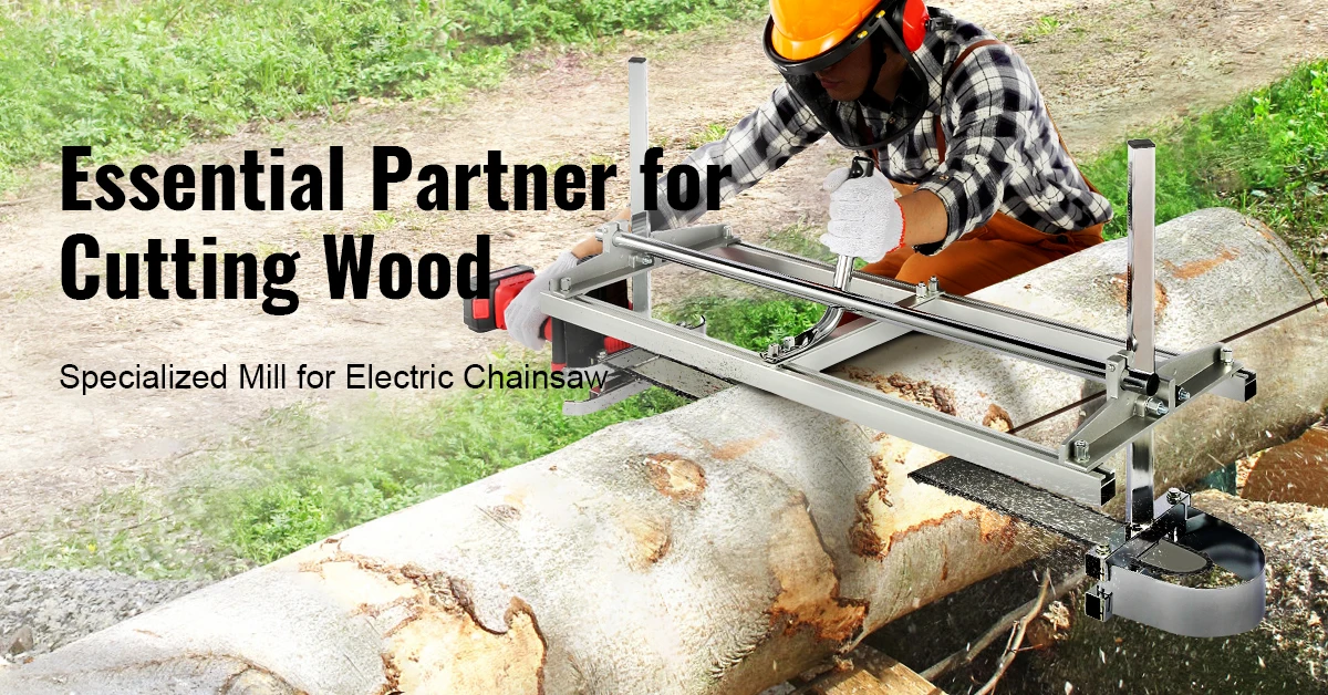 SucceBuy Chainsaw Mill Planking Milling 36/48 Inch Guide Bar Wood Lumber Cutting Portable Sawmill Aluminum Steel Chain Saw Mill