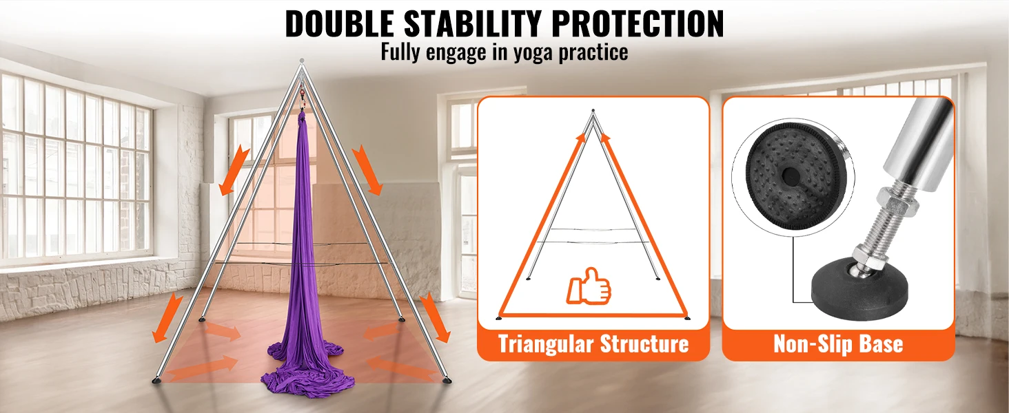 SucceBuy Aerial Yoga Frame & Hammock9.67ft Yoga Swing Stand W/13.1 Yards Aerial Hammock Max 551lbs Yoga Rig for Indoor Outdoor