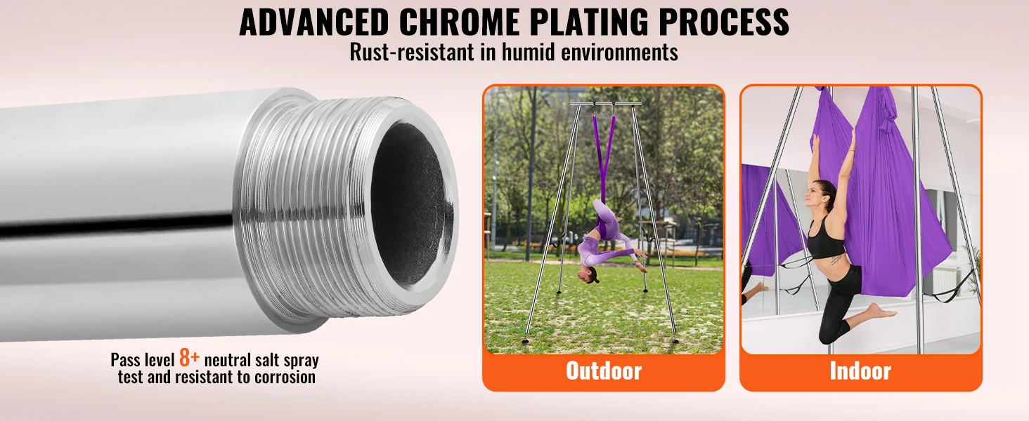 SucceBuy Aerial Yoga Frame & Hammock9.67ft Yoga Swing Stand W/13.1 Yards Aerial Hammock Max 551lbs Yoga Rig for Indoor Outdoor