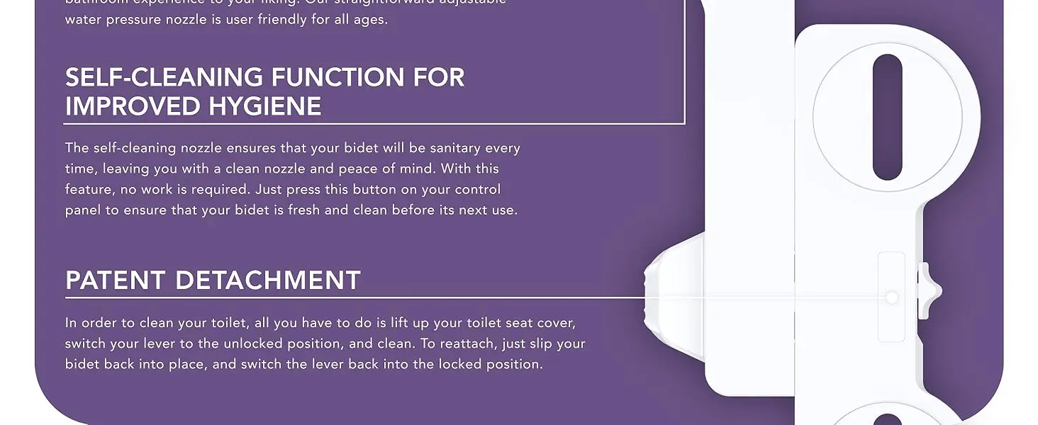 Bidet Attachment for Toilet, Non-Electric Bidet Ultra-Slim Dual Nozzle (Feminine/Rear Wash), Adjustable Pressure Control