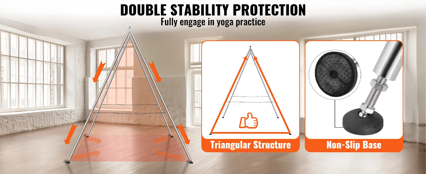 SucceBuy9.67 ft Aerial Yoga Frame Max 551.15 lbs Load Chrome-Plated Steel Pipe Inversion Yoga Swing Stand