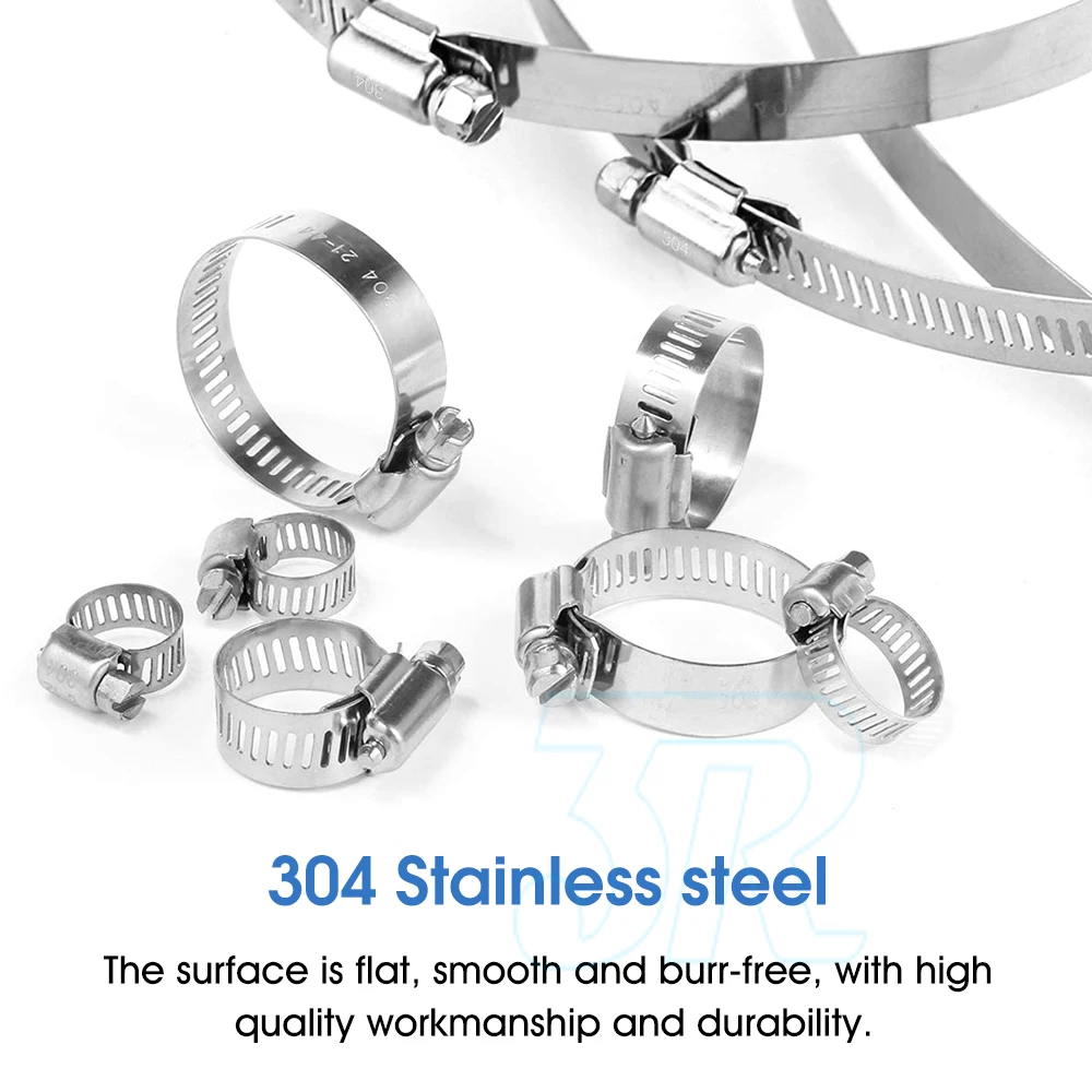 91x Stainless Steel Hose Clamps Clips Adjustable Range Worm Gear Pipe Clamp