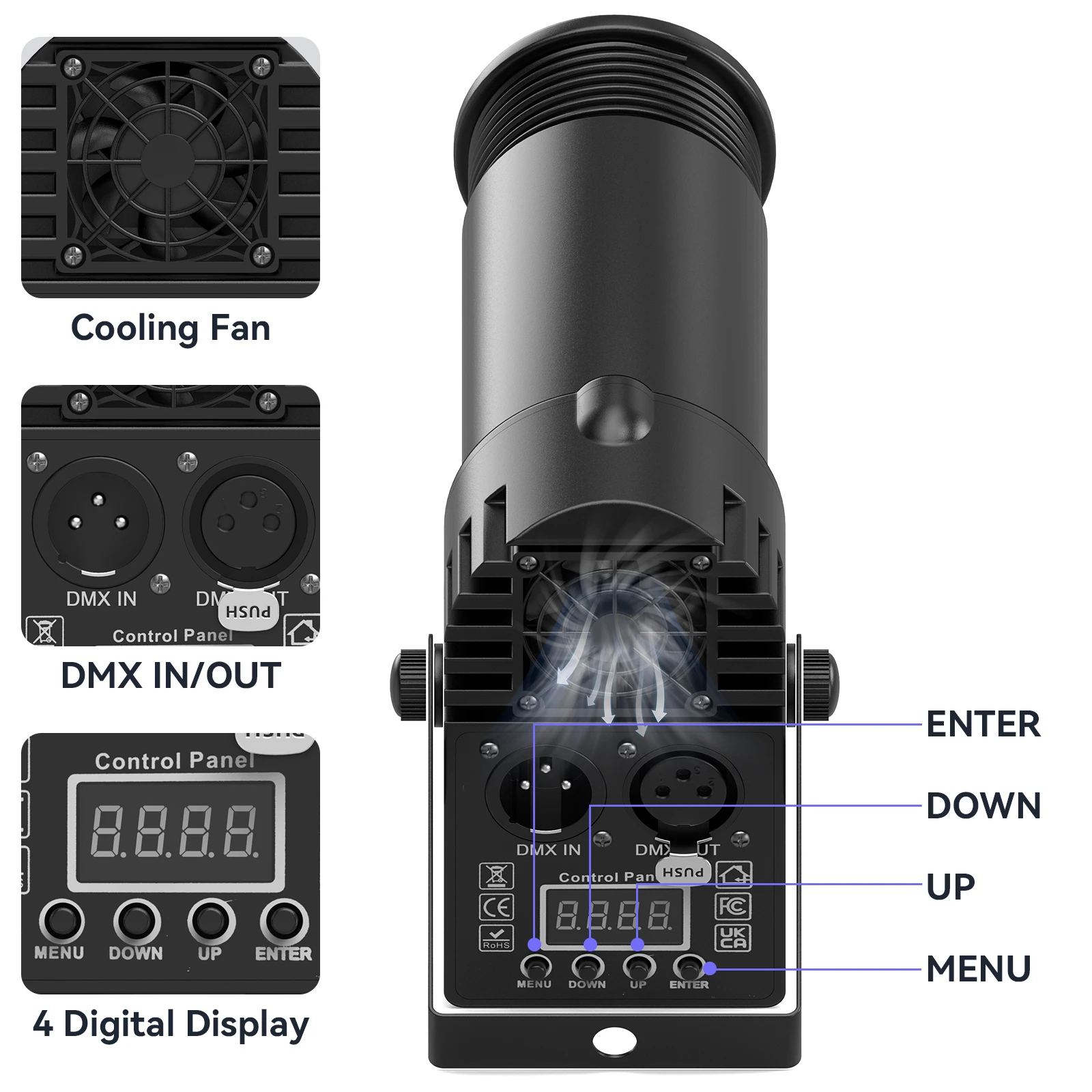 Datewink 2Pcs 30W RGBW LED Beam Pinspot Light Spot Lights DJ Disco Mirror Ball Stage Lighting Effect DMX For KTV Party Christmas