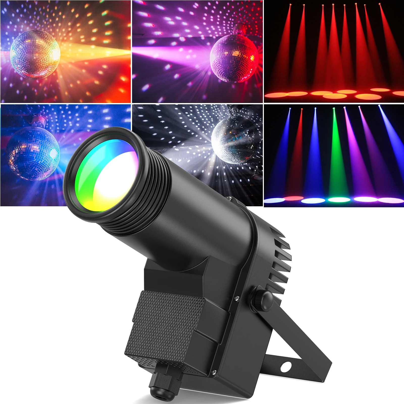 Datewink 2Pcs 30W RGBW LED Beam Pinspot Light Spot Lights DJ Disco Mirror Ball Stage Lighting Effect DMX For KTV Party Christmas