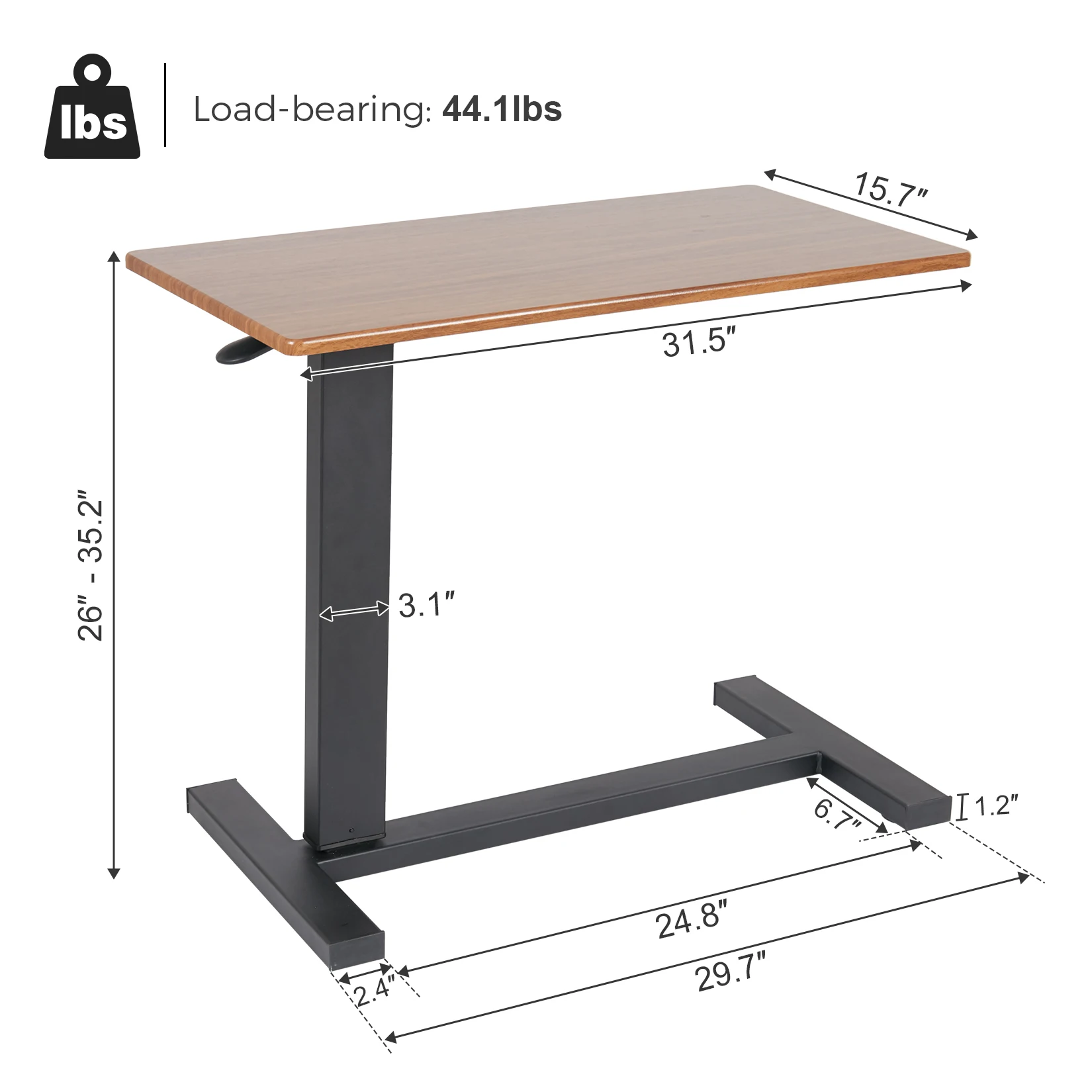 Adjustable Rolling Cart Overbed Bedside Table Laptop Desk Medical Home Bed Food Tray Hospital Bed End Table