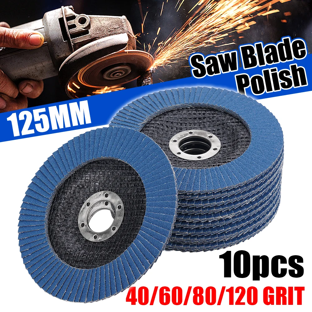 10pcs Angle Grinder Sanding Discs 5" 125mm Grit Grinding Wheel Flap Discs Metal Plastic Wood Removal Abrasive Tool For Finishing
