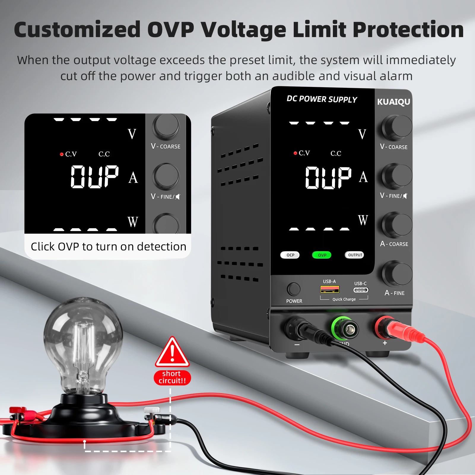 Nice-Power Adjustable Lab Power Supply, DC Switching Power Supply 30V 60V 120V, OCP/OVP/SCP/OTP/OUTPUT/24h Full Loadable, LOCAL+