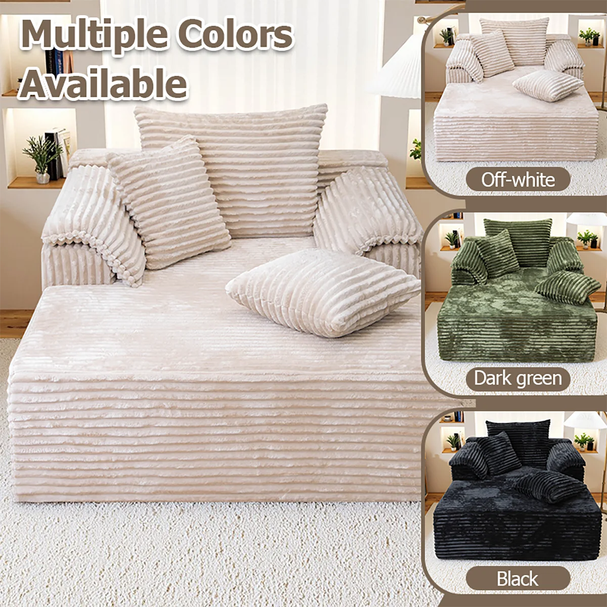 High Resilience Sponge Single Sofa 61 Inch Rabbit Fur Fabric Deep Seat Design for Living Room Bedroom Apartment