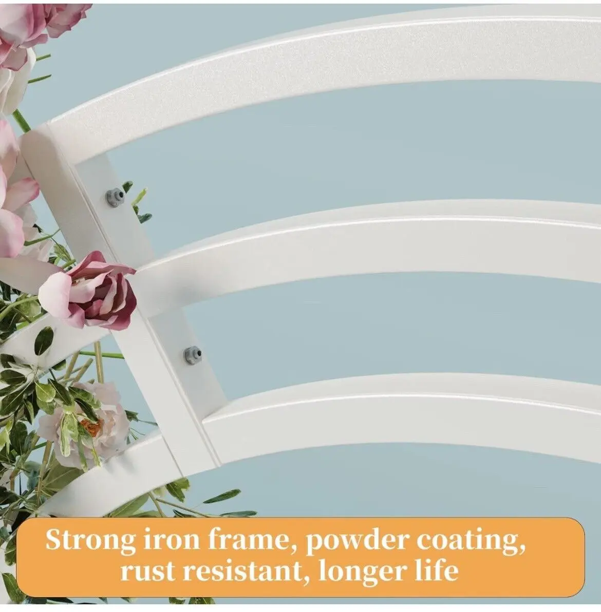 Large White Wedding Arch Stand: 3-Layer Garden Backdrop Metal Frame 200X60X260...-