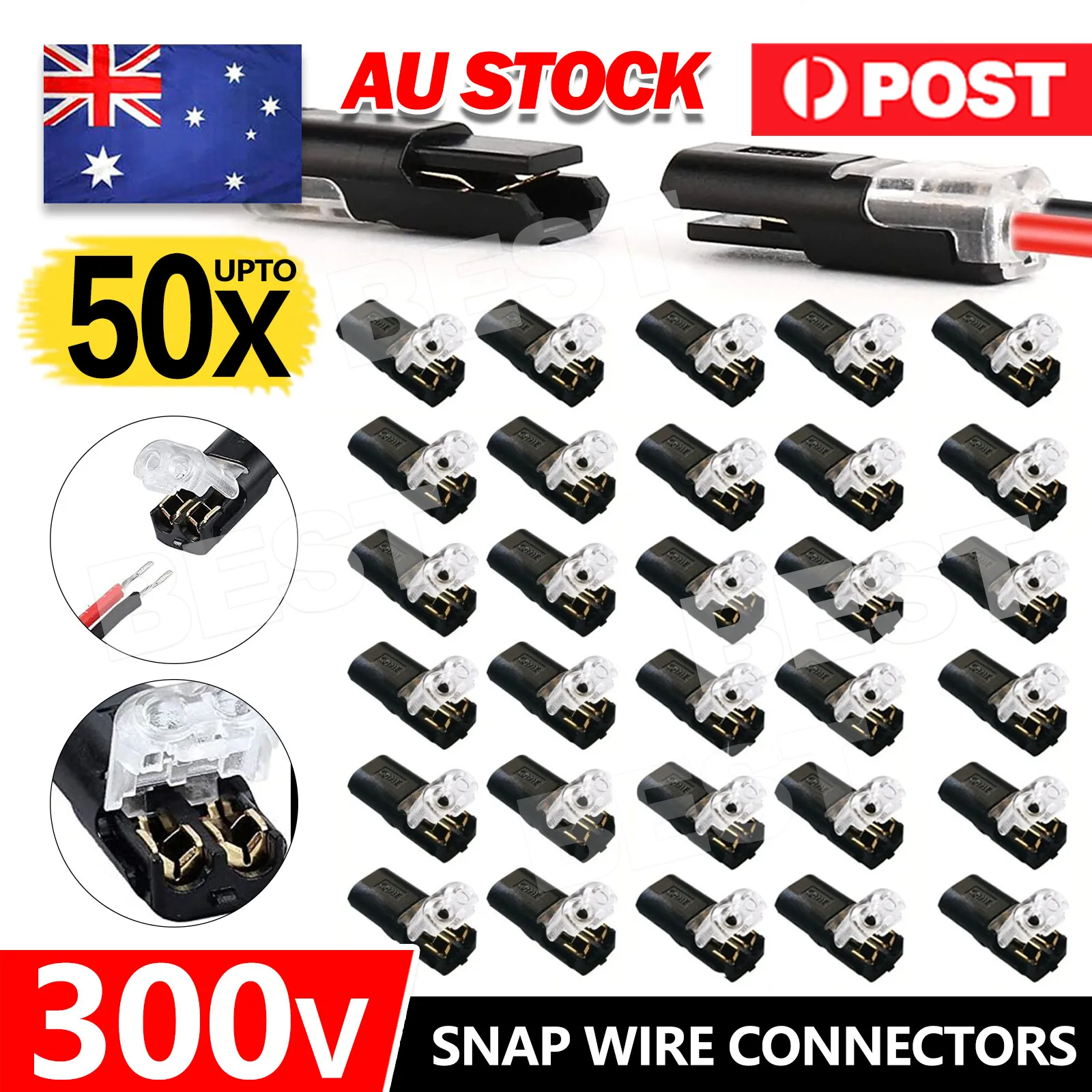 10-50X 12V Wire Cable Snap Plug in Connector Terminal Connections Joiners Car Auto
