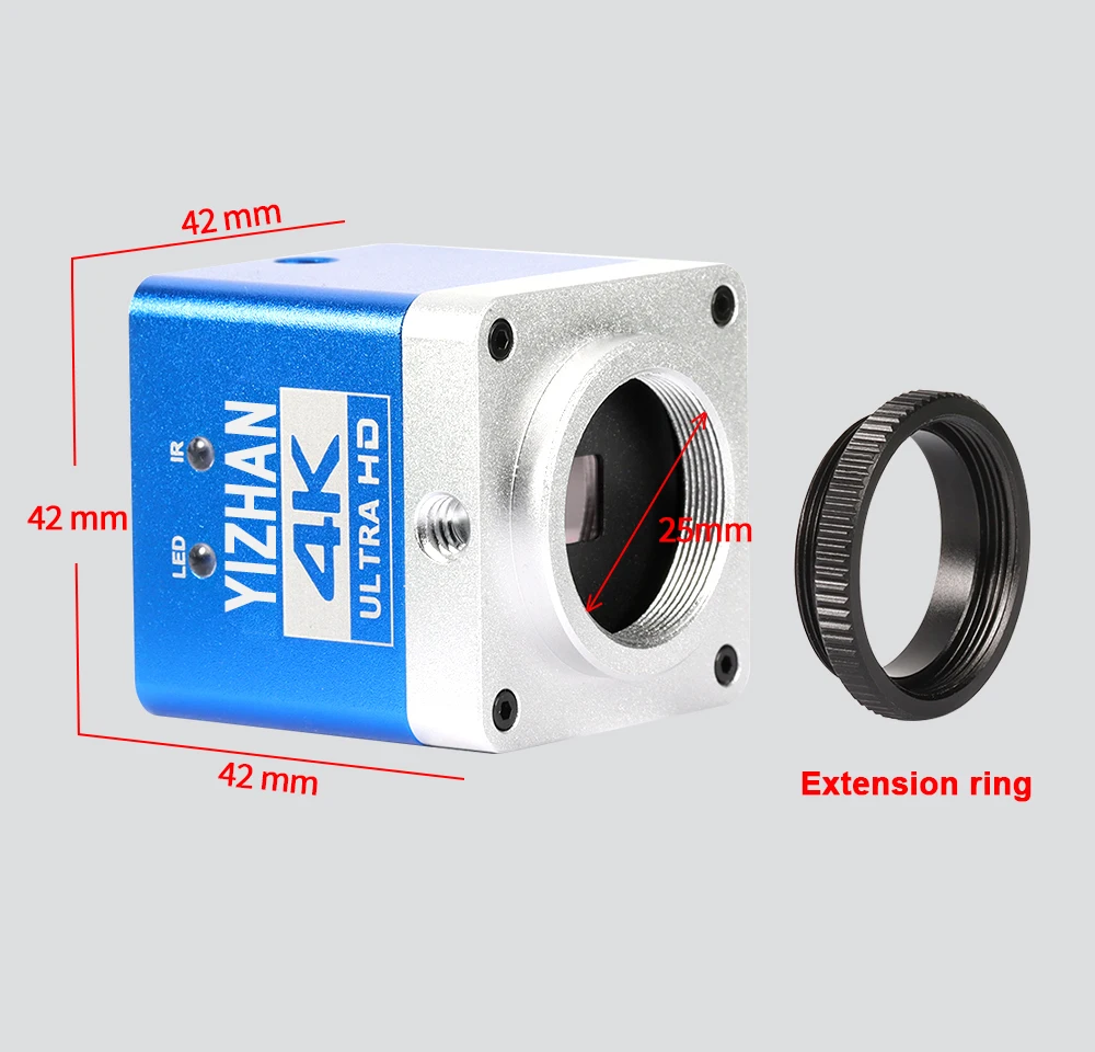 YIZHAN 4K 60MP UHD Electron Digital Microscope IMX415 HDMI Type-C Industrial Welding Camera 150X Zoom Lens Metal Stand 1080P