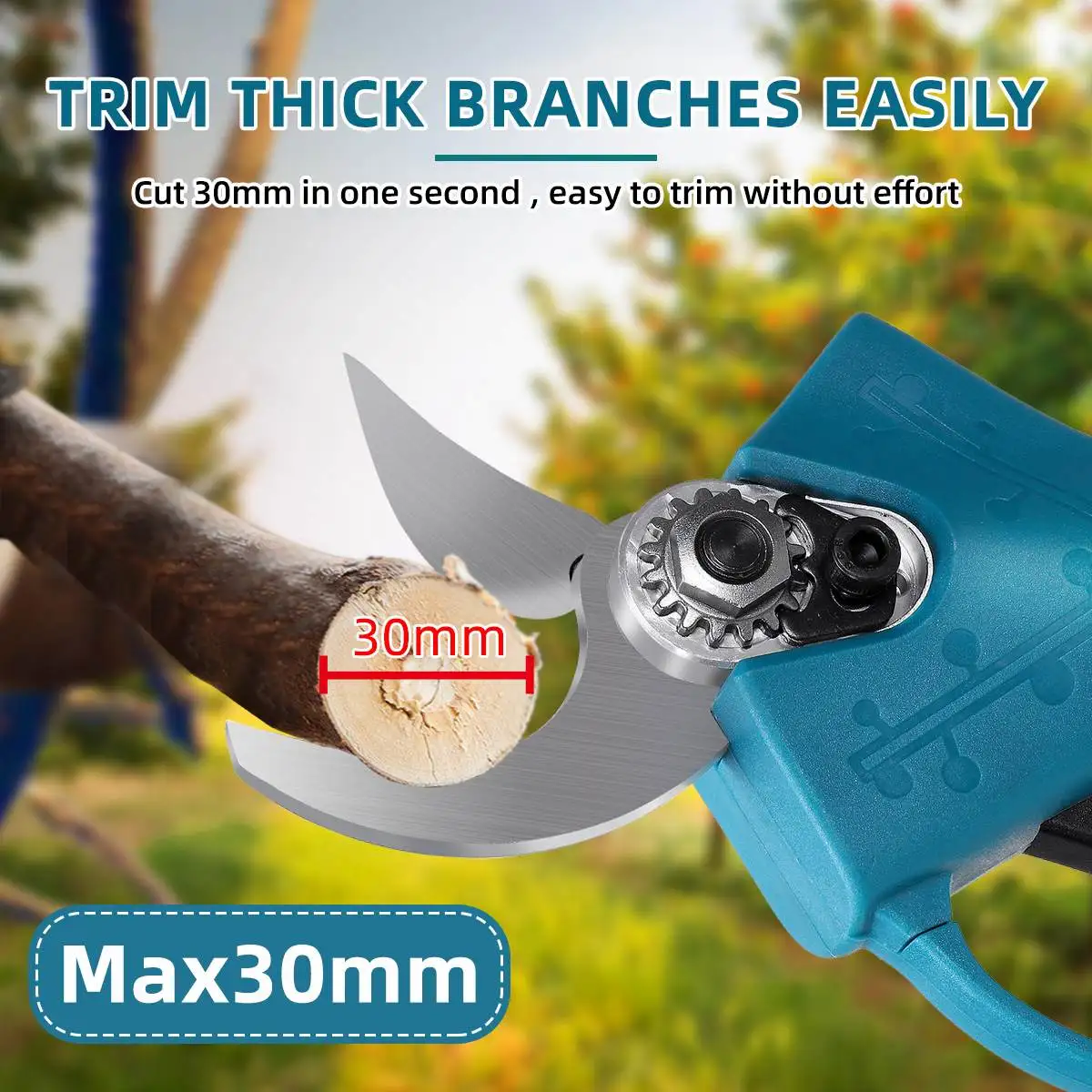 30mm Cordless Rechargeable Electric Pruning Shears Secateur Cutter 2xBattery