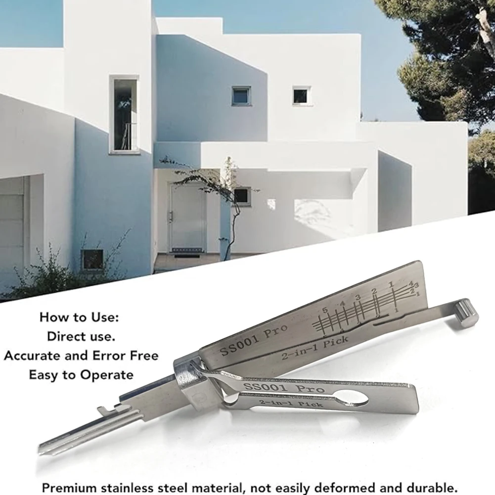10-1pcs SS001 Pro Stainless Steel Key Decoder 2 In 1 Precision Hook & Pick Set Lock Decoder O-ring Pickup Kit Maintenance Tools
