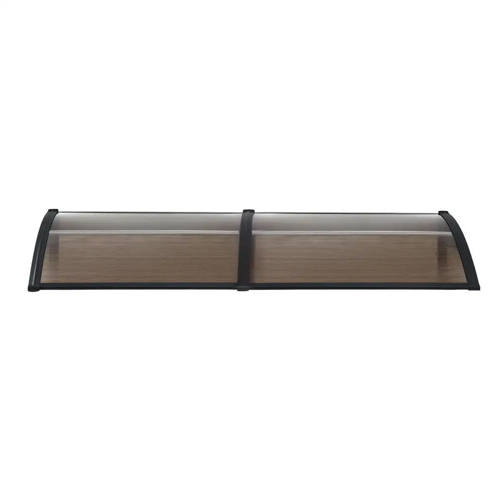 Window Door Awning 0.8x2m Brown Outdoor Rain Sun Shelter Canopy Polycarbonate Wall Mounted Porch Cover