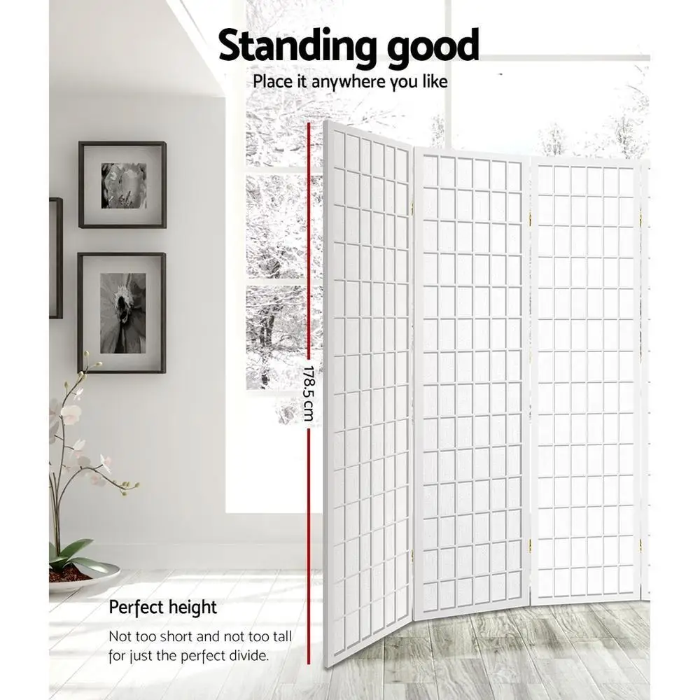 8 Panel White Room Divider Screen 348x179cm Folding Privacy Partition for Home Office Bedroom Living Room Decor