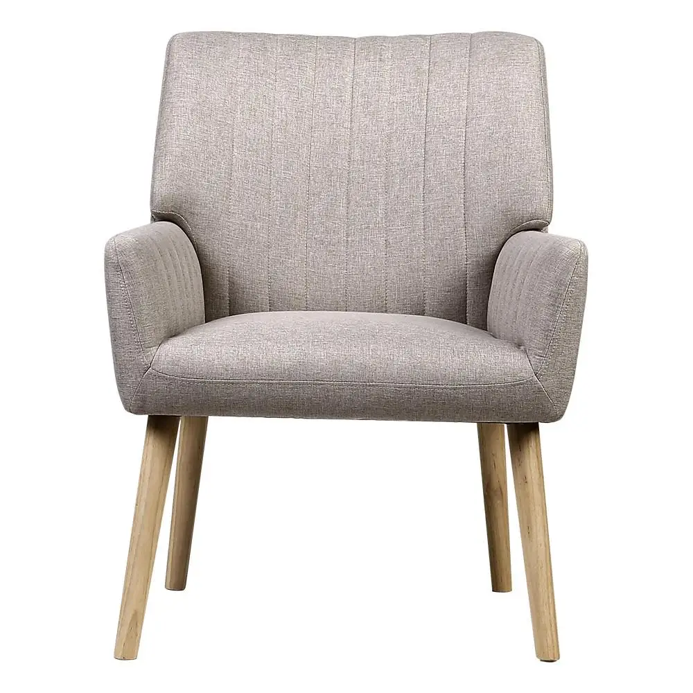 Beige Armchair Fabric Upholstered Modern Accent Chair Comfortable Lounge Sofa Chair for Living Room Bedroom Reading Corner
