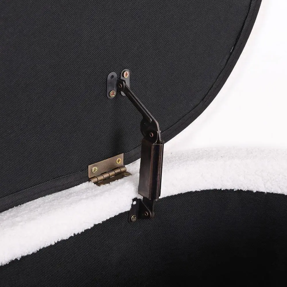 Storage Ottoman Blanket Box 87cm Boucle Fabric Oval Storage Bench Upholstered Footstool for Bedroom Living Room Space Saving Hidden Storage