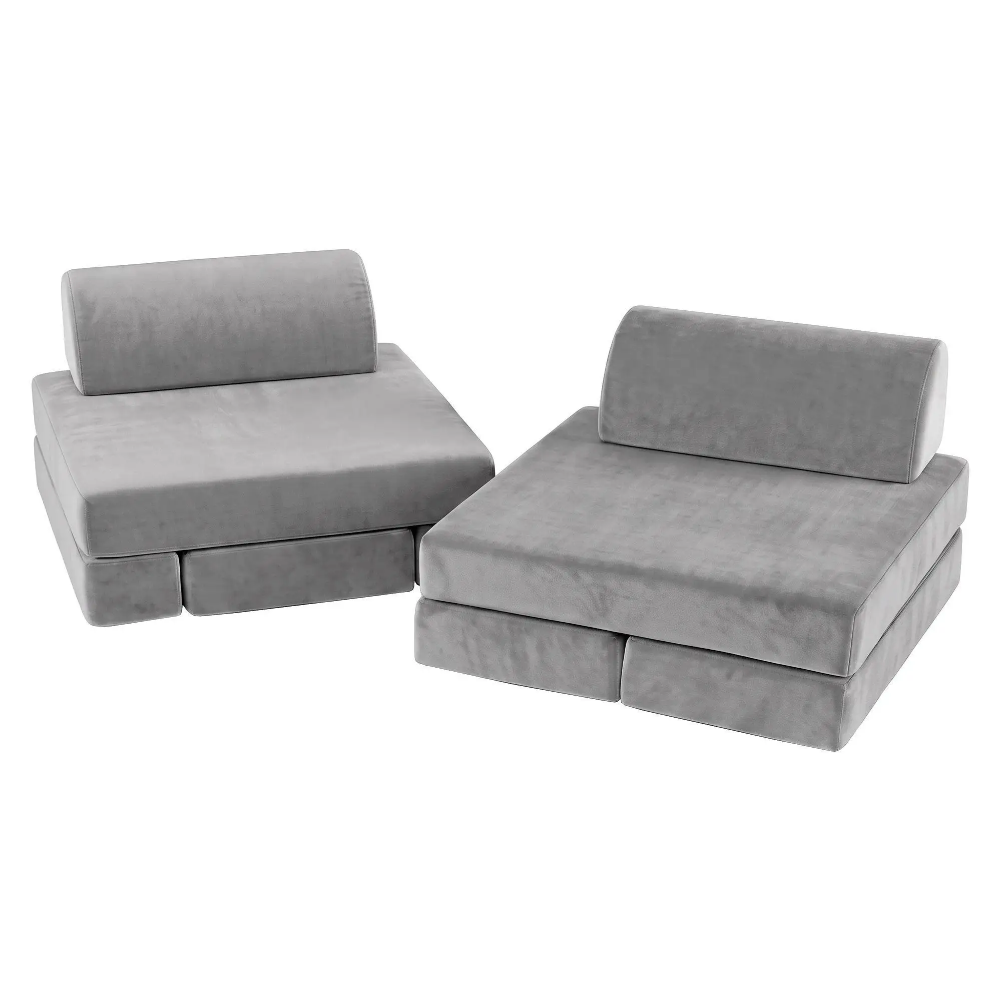 12PCS Modular Kids Play Couch Foam Sofa Set Removable Washable Cover Grey Playroom Furniture