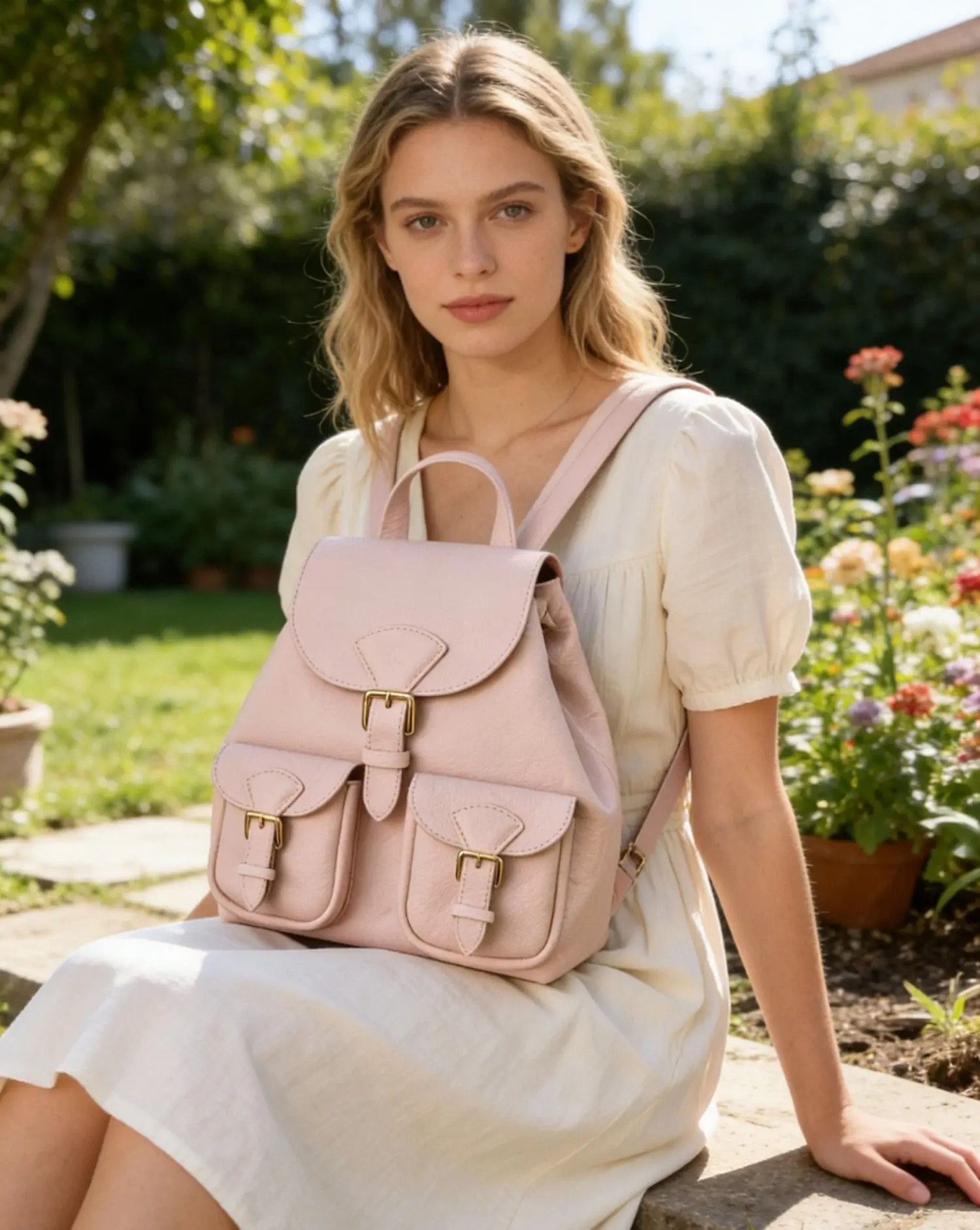 Fashionable Retro Women's Backpack Commuter Style Soft Shoulder Bag Waterproof Polyester Drawstring Closure