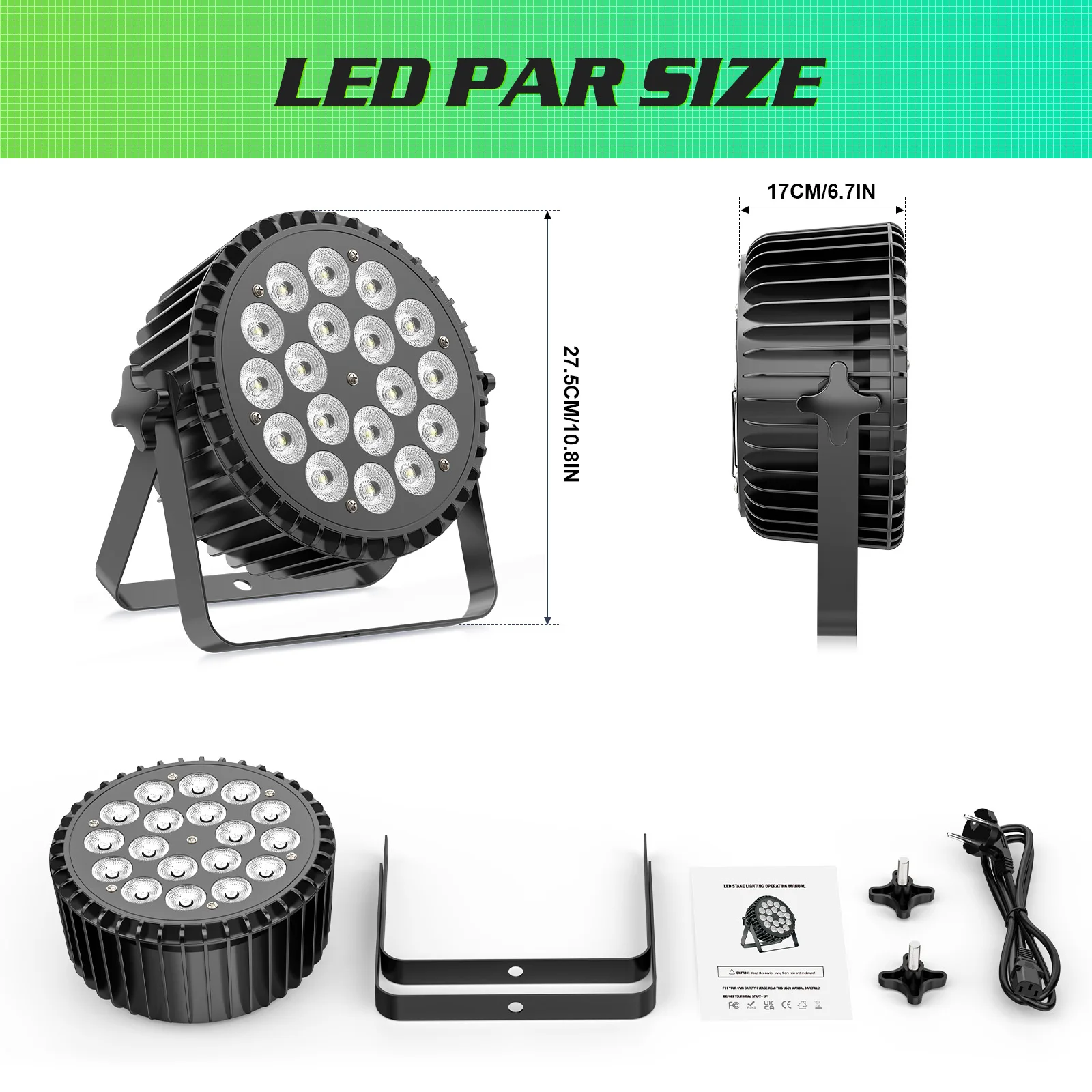 Datewink 18 LED Par Light 200W 4 IN 1 RGBW DMX Stage Lighting Rainbow Effect For DJ Disco Party Christmas Bar Wedding Show Light