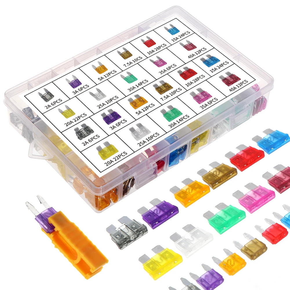 300pcs 5/7/10/15/20/25/30A Fuse Car Blade Fuse Assortment Assorted Kit Mini Small Size Blade Set Auto Truck Automotive Fuse