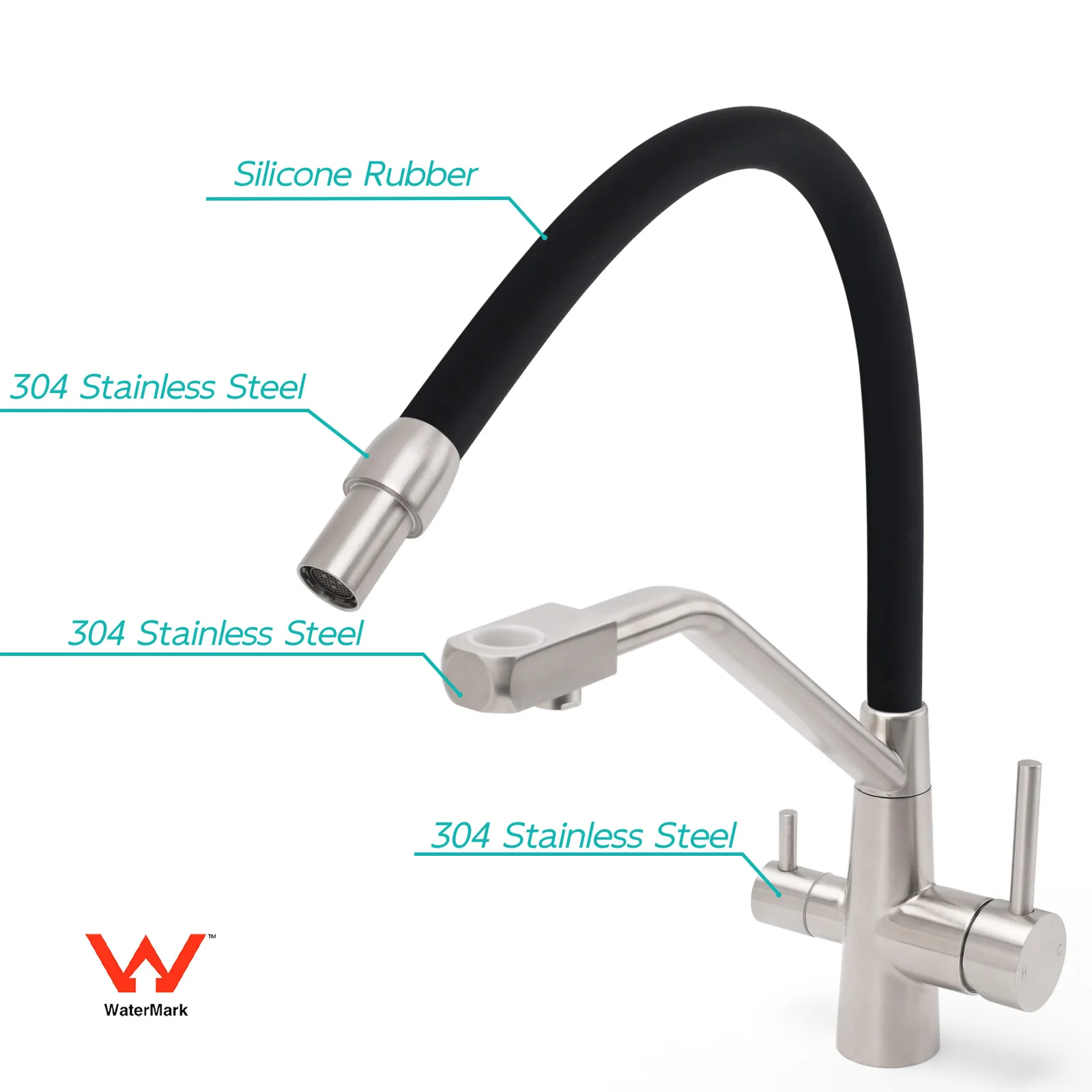 **Sydney Stock** KYLINS Pull Down 3 Way Pure Water Drinking Kitchen Mixer Tap Brushed Stainless Steel Black WELS WATERMARK