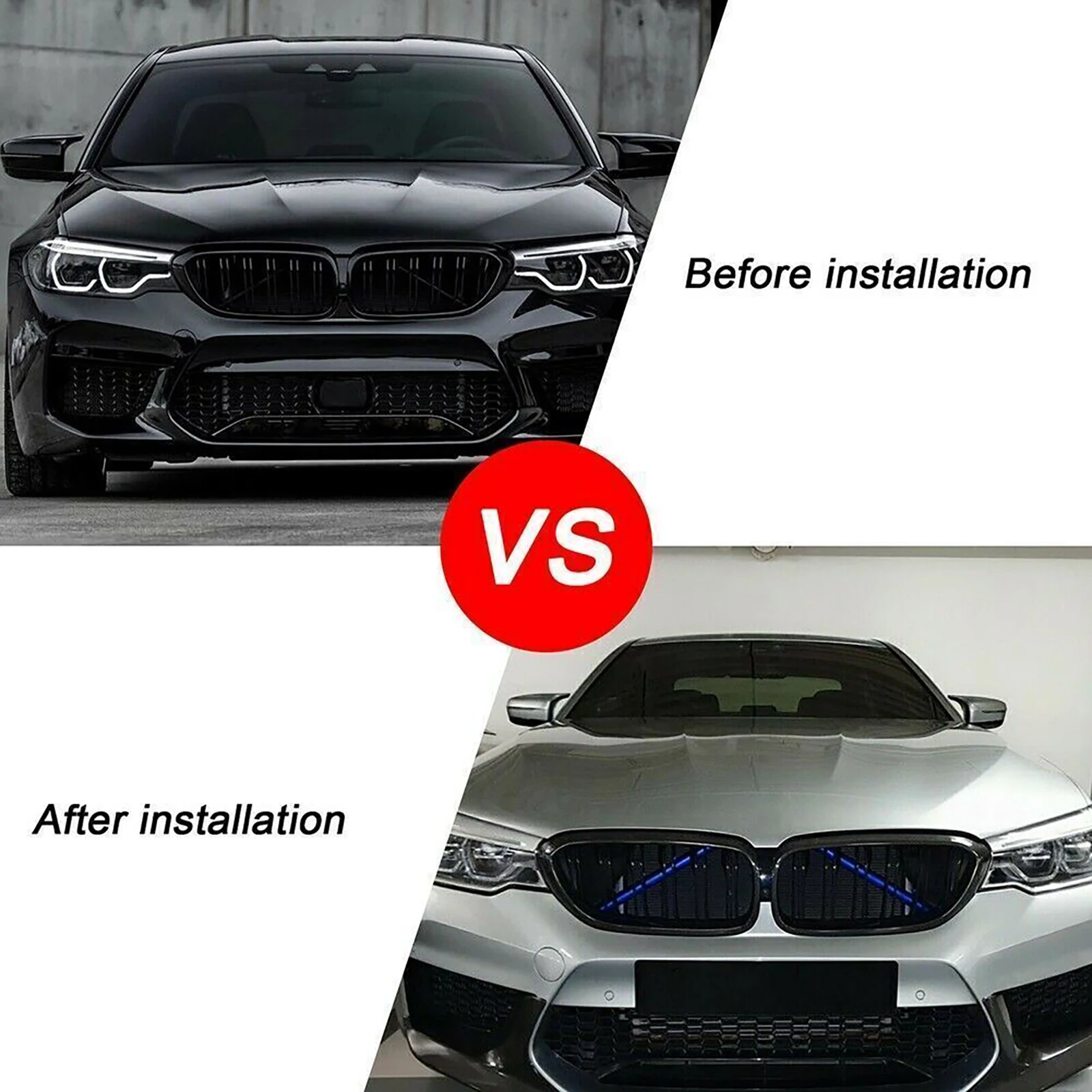 2Pcs For BMW Car Plastic Front Grill Stripes Kidney Grille Insert Trim For BMW 1/2/3/4/5/6/7 Series F20 F22 F30 F32 Accessories