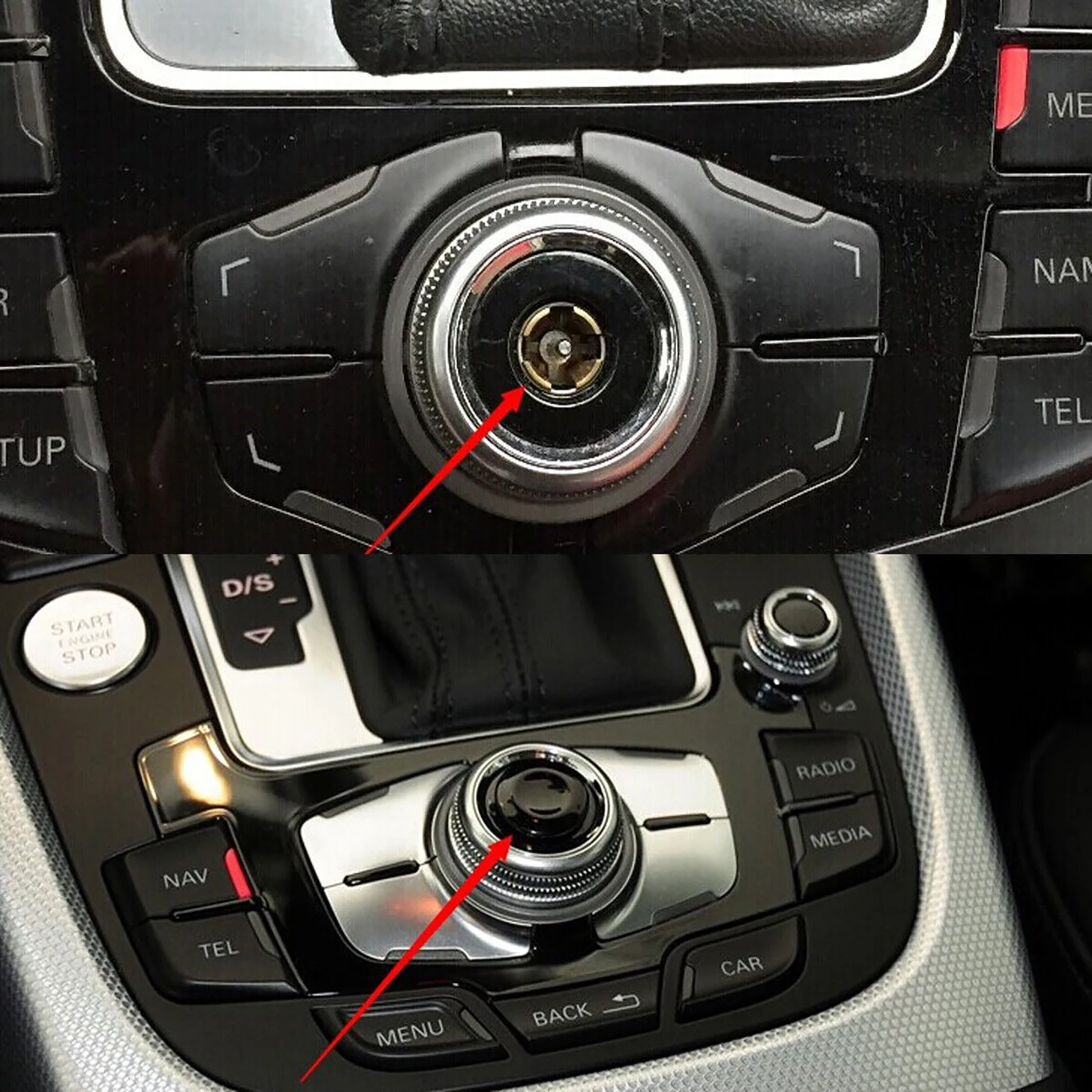 Black Joystick Control Center Button Cap Cover Knob Repair Kit K0998068A For Audi A4 A5 A6 A8 Q5 Q7 RS4 RS5 RS6 Auto Accessories