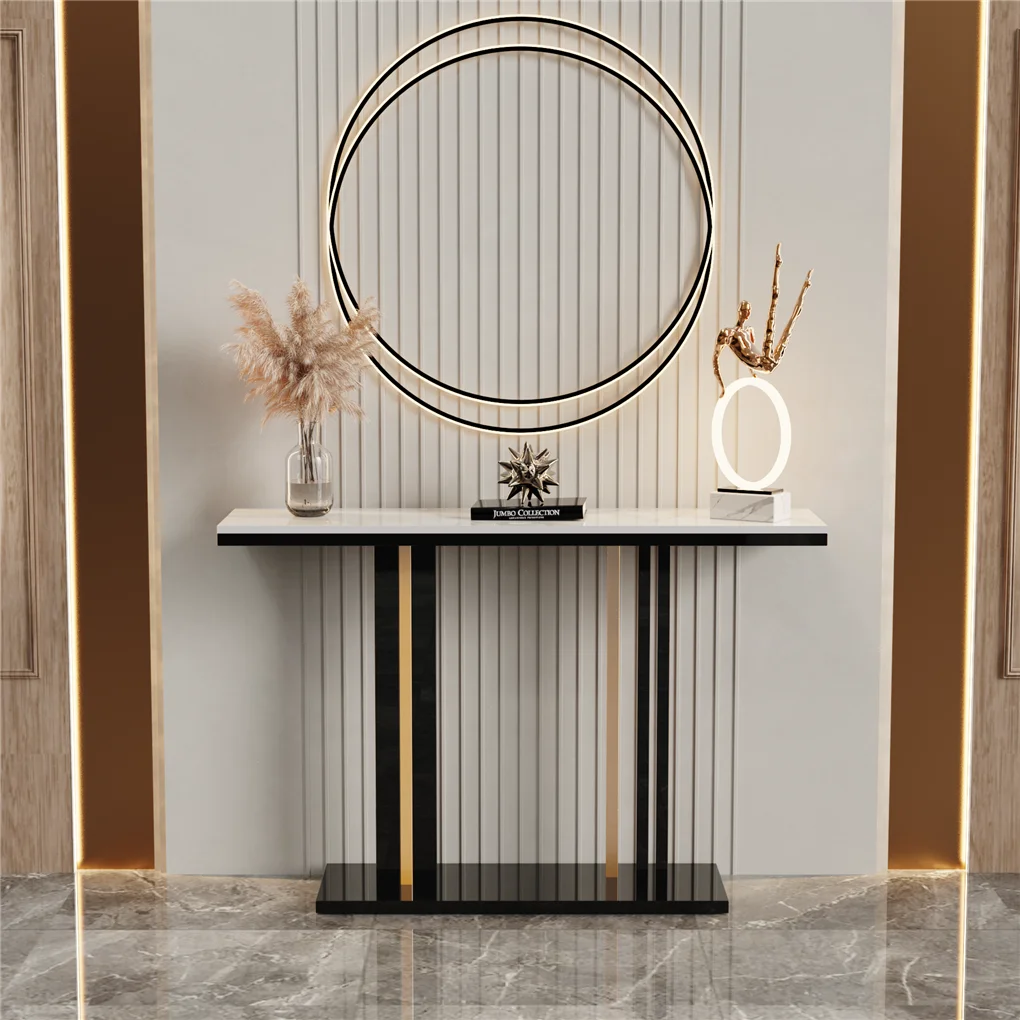 LUVODI Luxury Marble Console Table, Narrow Sofa Table for Living Room Behind Couch, Hallway & Entryway Furniture