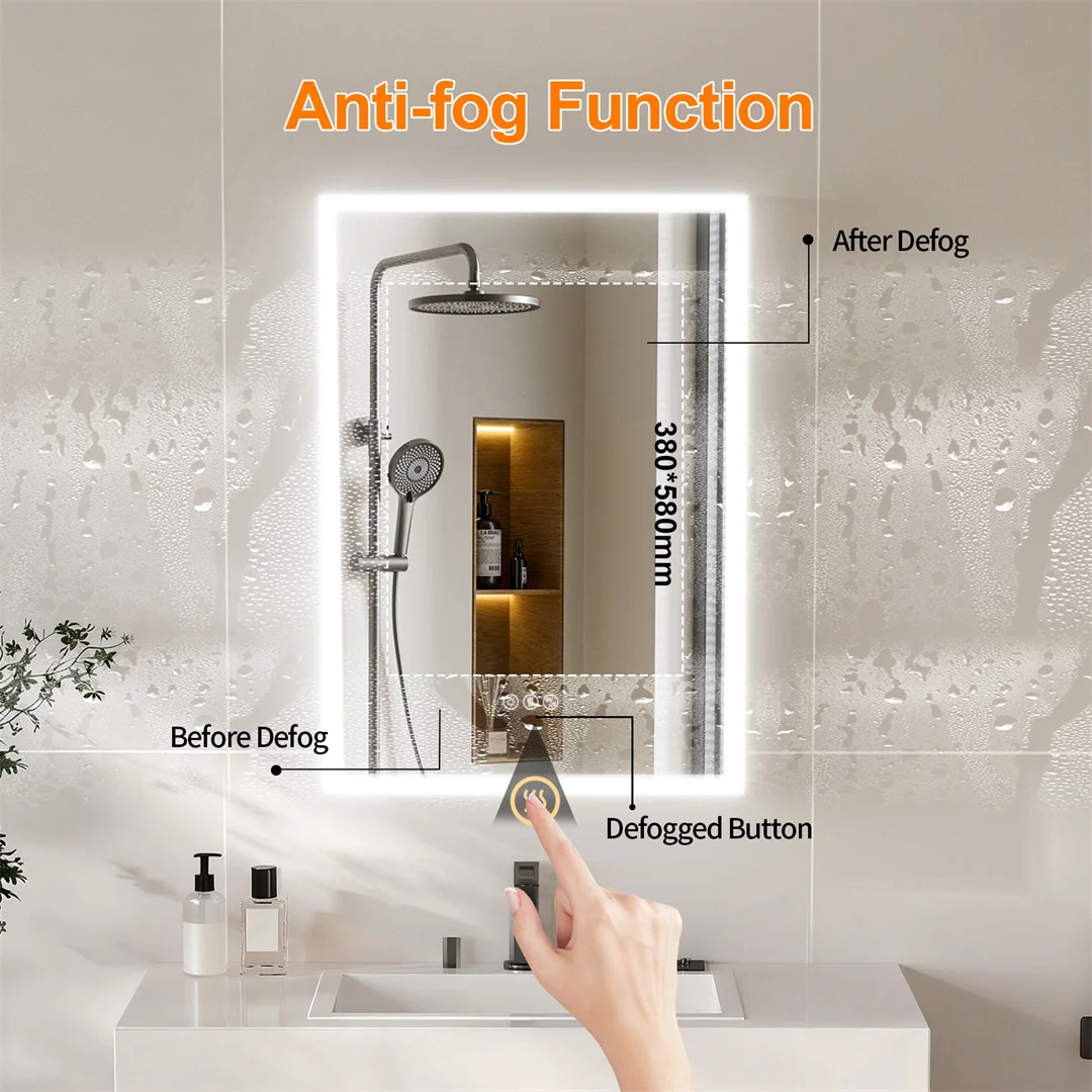 LUVODI 20x28" LED Bathroom Mirror Cabinet with Bluetooth,Lighted Storage Vanity Medicine Cabinet, Dimmable Anti-Fog