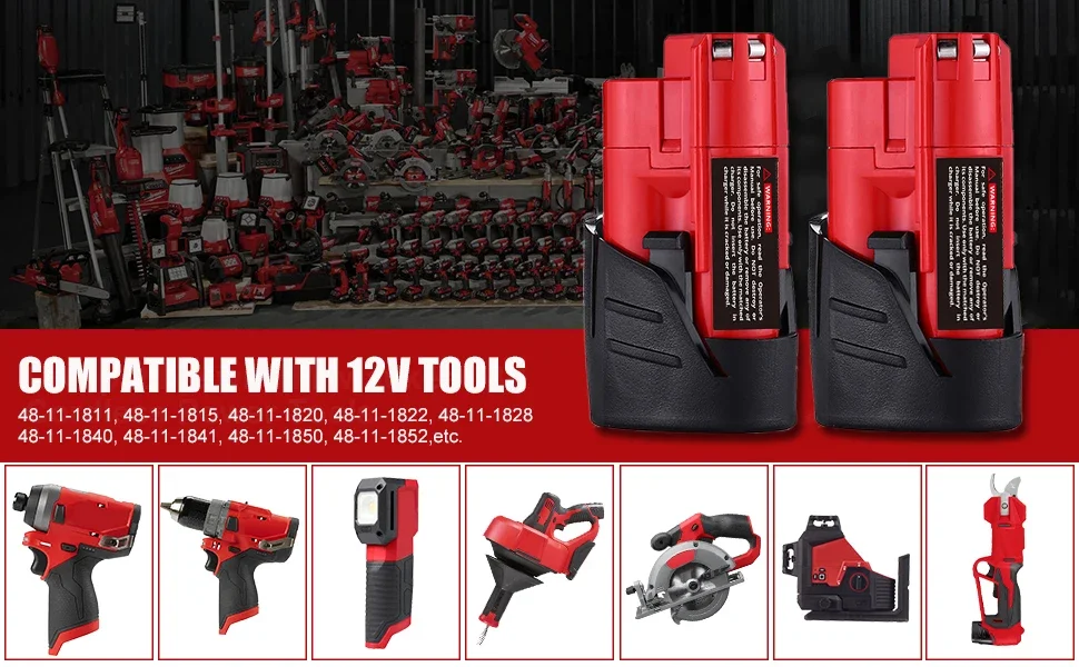 1/2/4Pcs 3.5Ah M12 Battery and M12-18C Charger Set Replace for Milwaukee 12V Power Tools Battery Pin 48-11-2411 48-11-2440