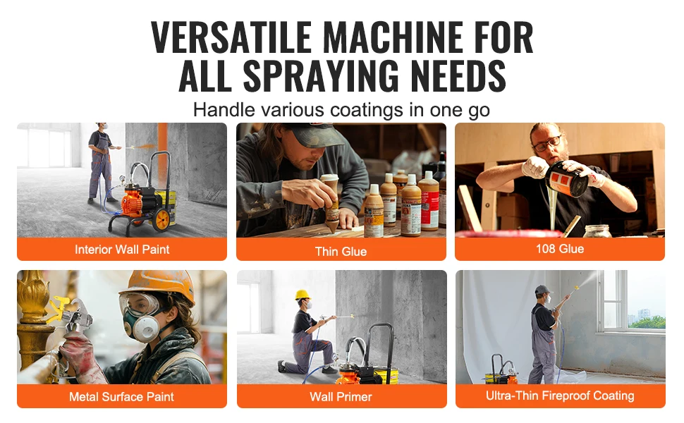 SucceBuy Diaphragm Airless Paint Sprayer Efficiency Cart Airless Paint Sprayer 2000 psi High Pressure Paint Airless Sprayer DIY