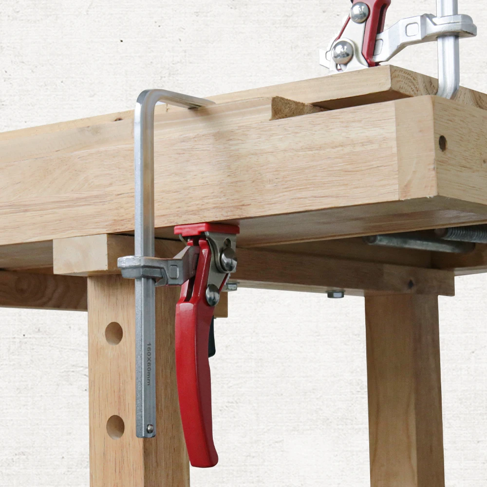 ALLSOME 2pcs Ratcheting Table Clamps, Quick Release Track Saw Clamps, Guide Rail Clamp for MFT Table and Guide Rail System