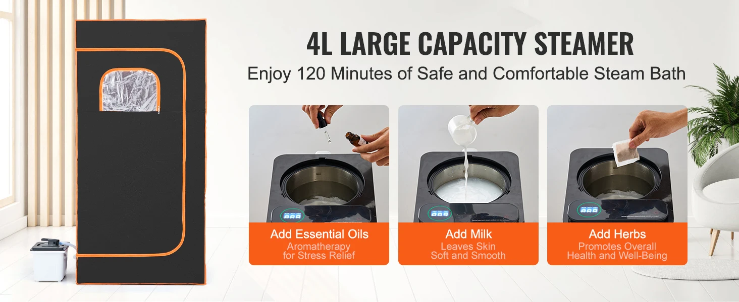 SucceBuy Compact Portable Steam Sauna Tent 1200 Watt, Therapeutic  for Detox Relaxation Time Remote Control Personal  for Home