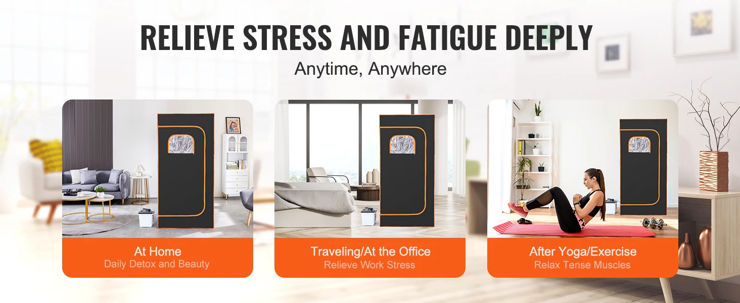 SucceBuy Compact Portable Steam Sauna Tent 1200 Watt, Therapeutic  for Detox Relaxation Time Remote Control Personal  for Home