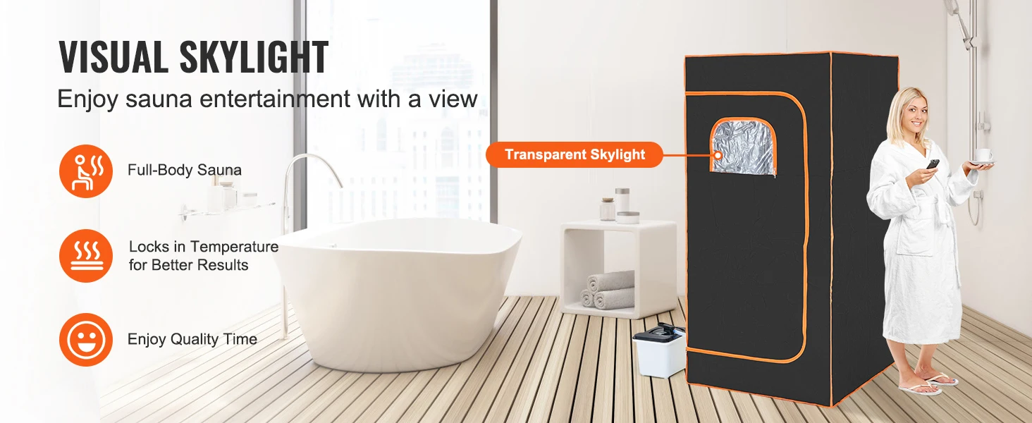 SucceBuy Compact Portable Steam Sauna Tent 1200 Watt, Therapeutic  for Detox Relaxation Time Remote Control Personal  for Home