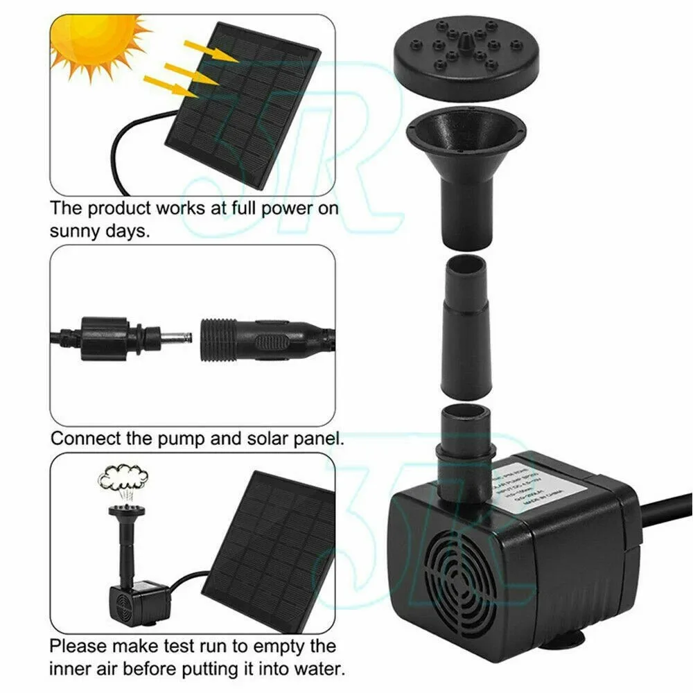 Solar Pond Pump Power Fountain Submersible Water Garden Pool Feature Kit Panel