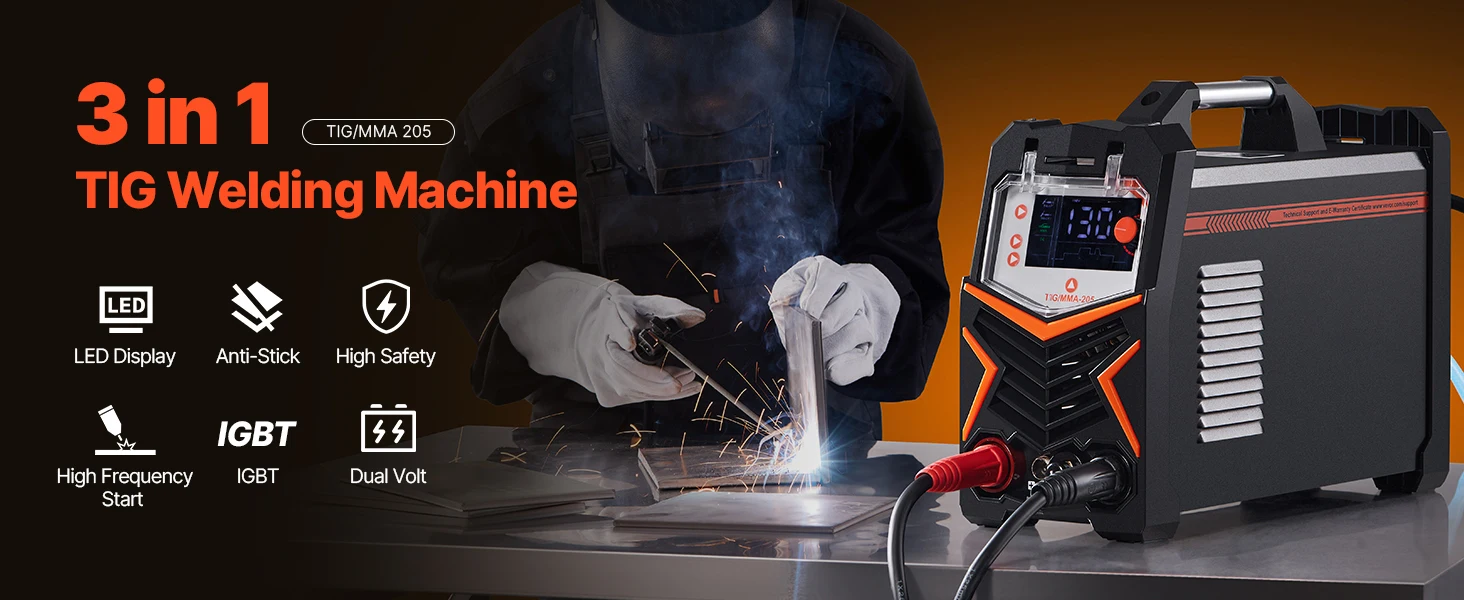 succebuy3 in1TIG Welder 205A Dual Voltage Welding Machine TIG/DC Pulse TIG MMA Stick Electric Welder with IGBT Inverter