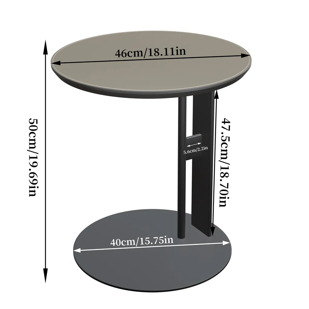 Saddle Leather Side Table C Shape Round Coffee Table Sofa Table Living Room Standing Table
