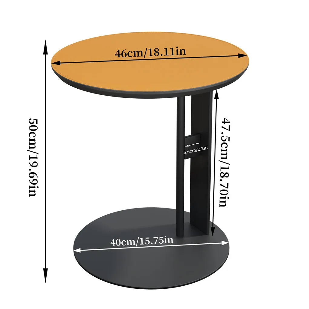 Saddle Leather Side Table C Shape Round Coffee Table Sofa Table Living Room Standing Table
