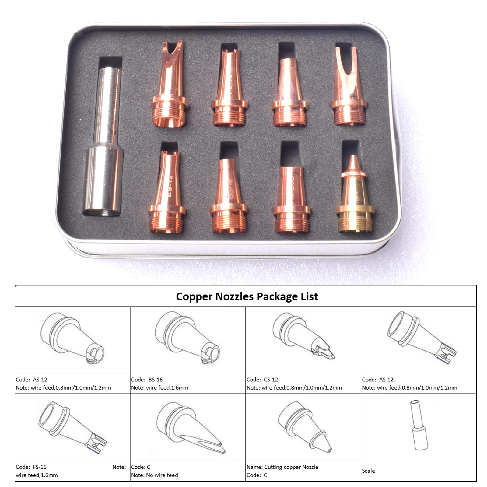 M16 SUP Laser Welding Nozzle Wire Feed Nozzles AS-12 BS-16 for SUP/Reci/Raycus Relfar Laser Handheld Welding Gun Head