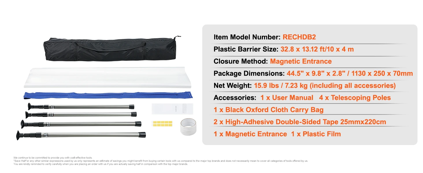 SucceBuy 7.5/8.5/13.2' Reusable Dust Barrier Dust Barrier Door Kit with Magnetic Self-Closing Zipper PE Construction Door Cover