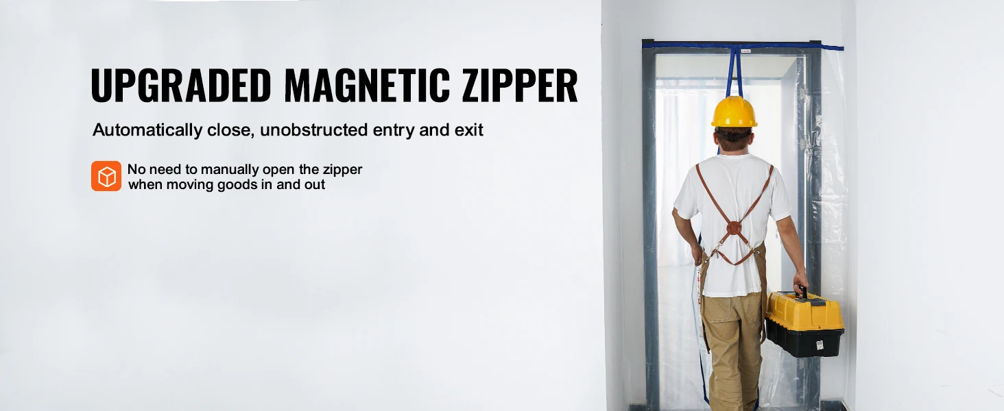 SucceBuy 7.5/8.5/13.2' Reusable Dust Barrier Dust Barrier Door Kit with Magnetic Self-Closing Zipper PE Construction Door Cover