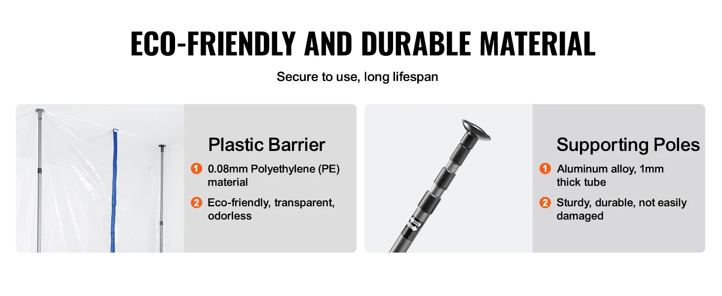 SucceBuy 7.5/8.5/13.2' Reusable Dust Barrier Dust Barrier Door Kit with Magnetic Self-Closing Zipper PE Construction Door Cover
